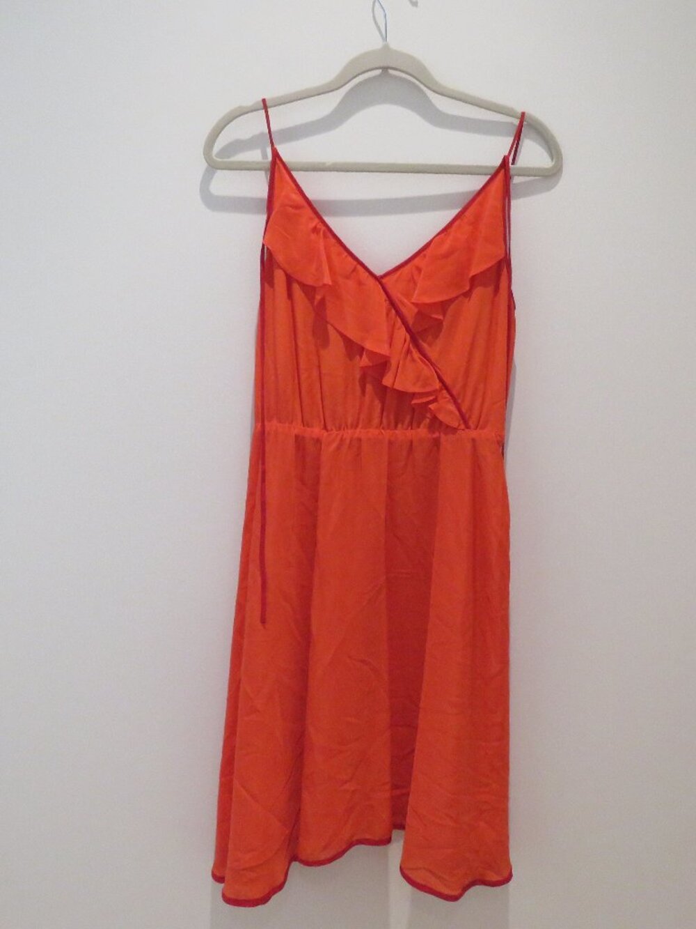 ANTHROPOLOGIE GIRLS FROM SAVOY 100% Silk Ruffle Slip Dress Red Size 4 Coquette - Picture 2 of 12